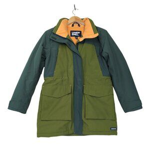 Lands End Squall Winter Parka Coat Jacket Womens XS Green Waterproof Hood